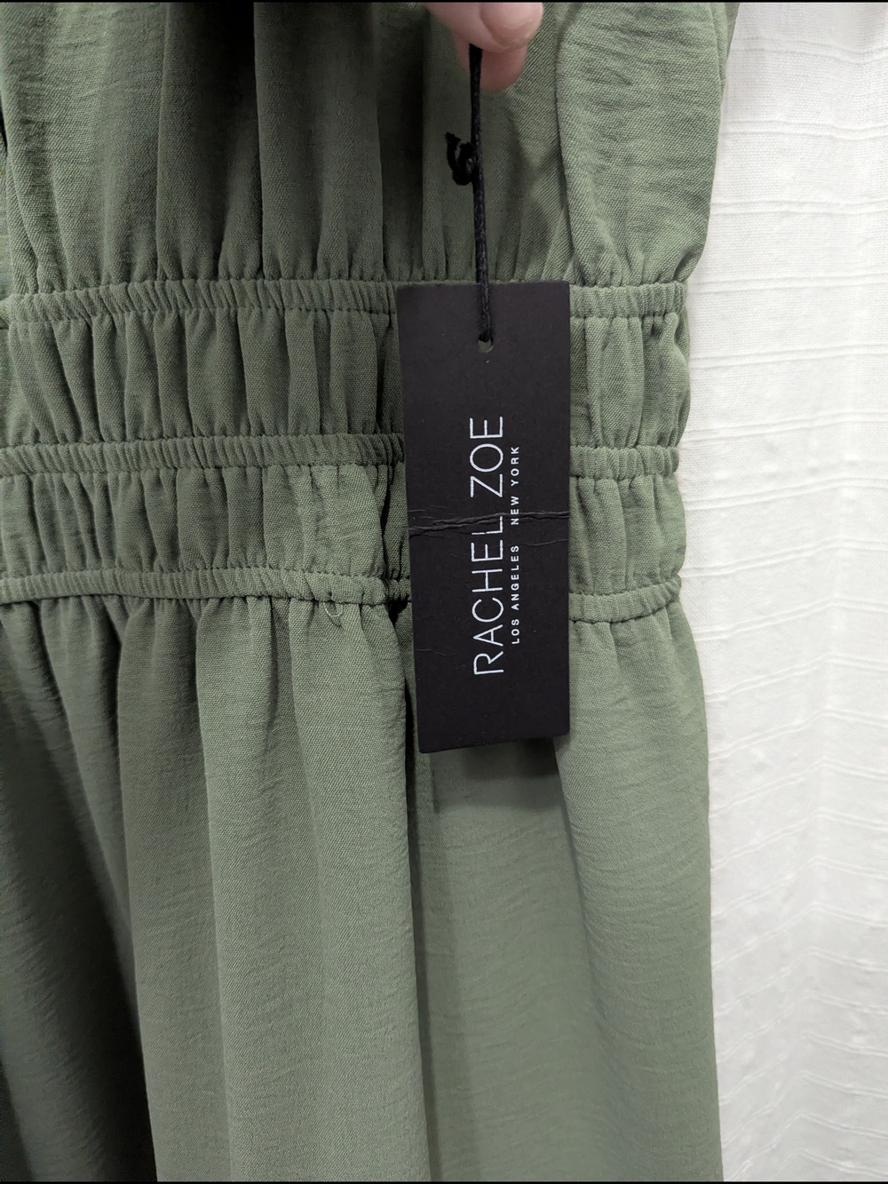 Rachel Zoe Moss Green V-Neck Tiered Midi Dress - Picture 4 of 7